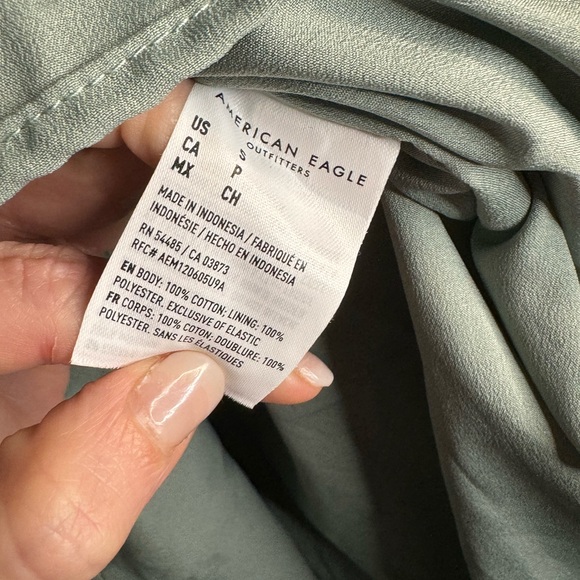 American Eagle Green Ruffle Dress with Balloon Sleeves and Elastic Waist Size Sm - Picture 5 of 6